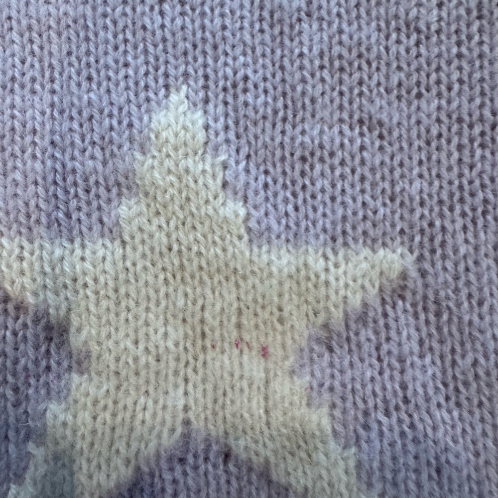 360 Cashmere Lavender Star Crewneck Sweater with Cream Accents - Picture 7 of 7